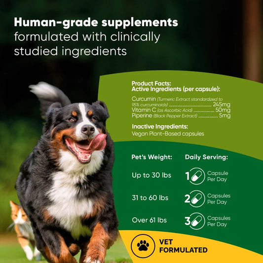 Turmeric Curcumin for Dogs & Cats – with Black Pepper & Vitamin C